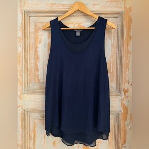 Chelsea & Theodore navy, long, double sided camisole. M.